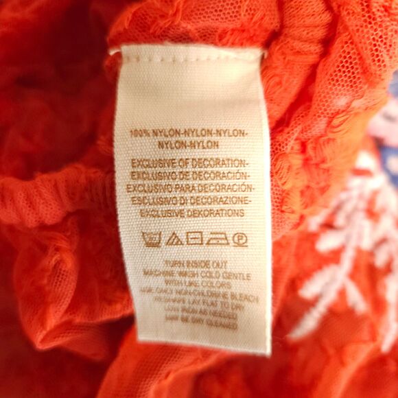 Free People Womens XS Red Floral Jubilee Embroidered Sheer Blouse Top - Picture 5 of 8